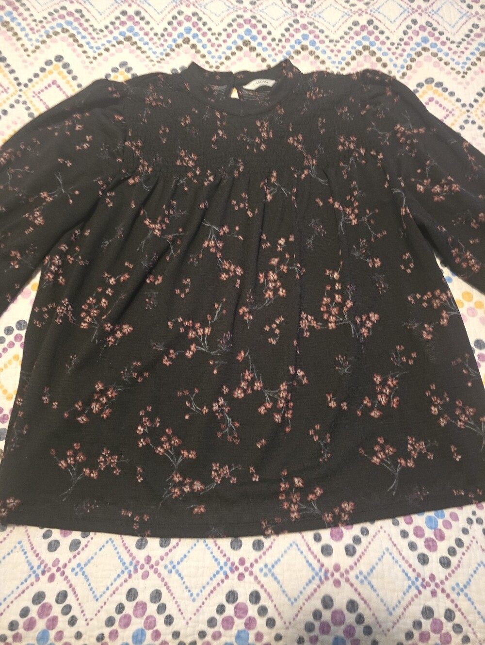 Reitmans Black Floral Pullover Blouse